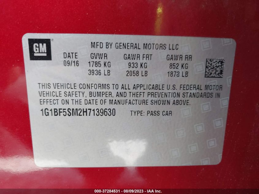 2017 CHEVROLET CRUZE PREMIER - 1G1BF5SM2H7139630