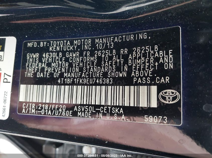 2014 TOYOTA CAMRY L/SE/LE/XLE - 4T1BF1FK9EU746383