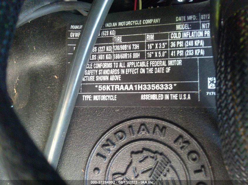 2017 INDIAN MOTORCYCLE CO. ROADMASTER 56KTRAAA1H3356333