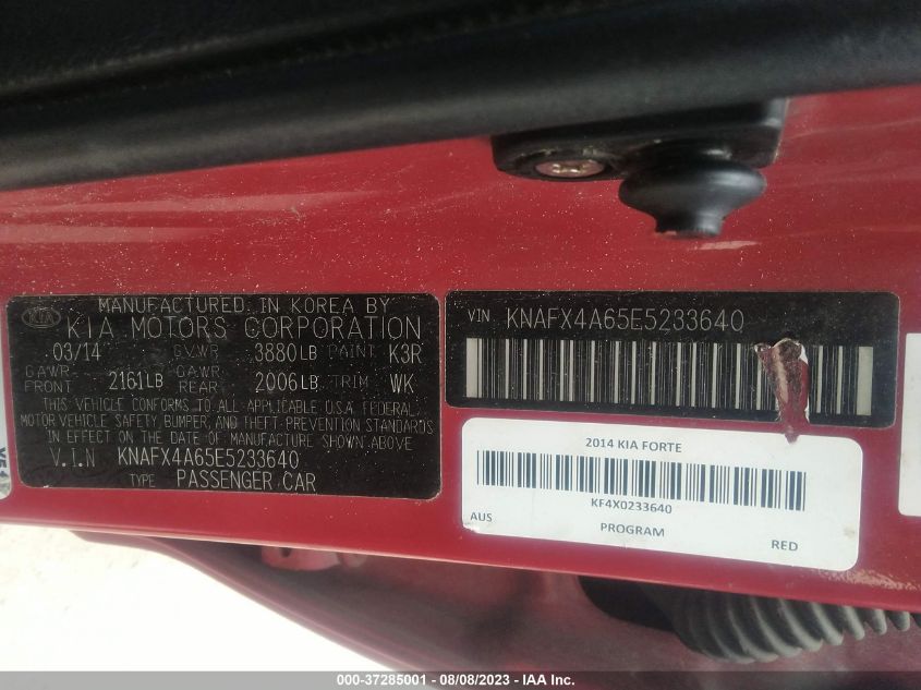 2014 KIA FORTE LX - KNAFX4A65E5233640