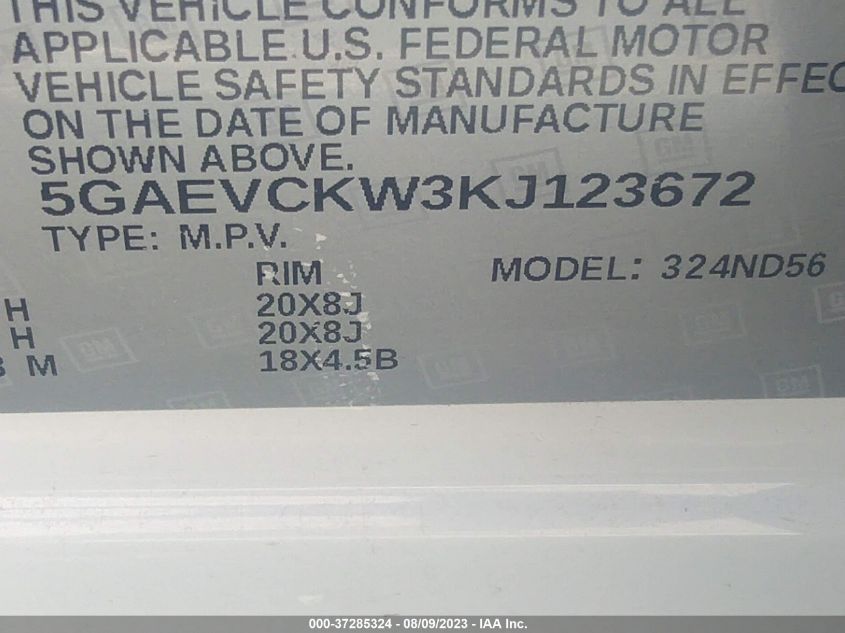 2019 BUICK ENCLAVE AVENIR - 5GAEVCKW3KJ123672