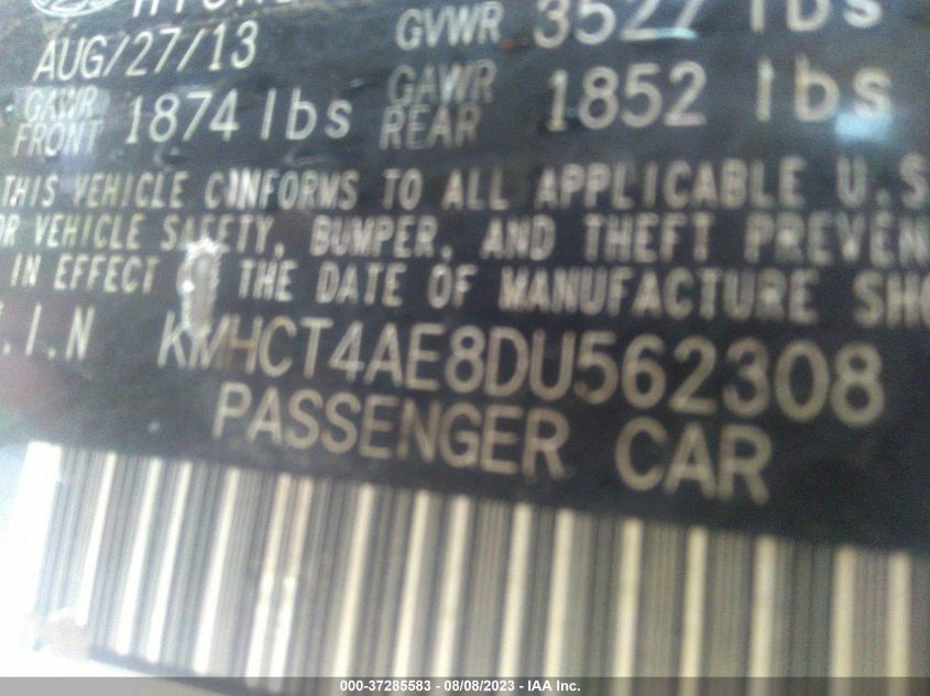 2013 HYUNDAI ACCENT GLS - KMHCT4AE8DU562308