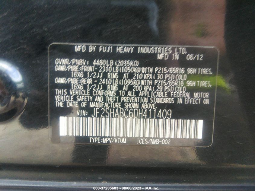 2013 SUBARU FORESTER 2.5X - JF2SHABC6DH411409