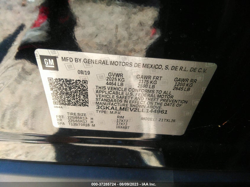 VIN 3GKALMEV2LL144961 2020 GMC TERRAIN SLE