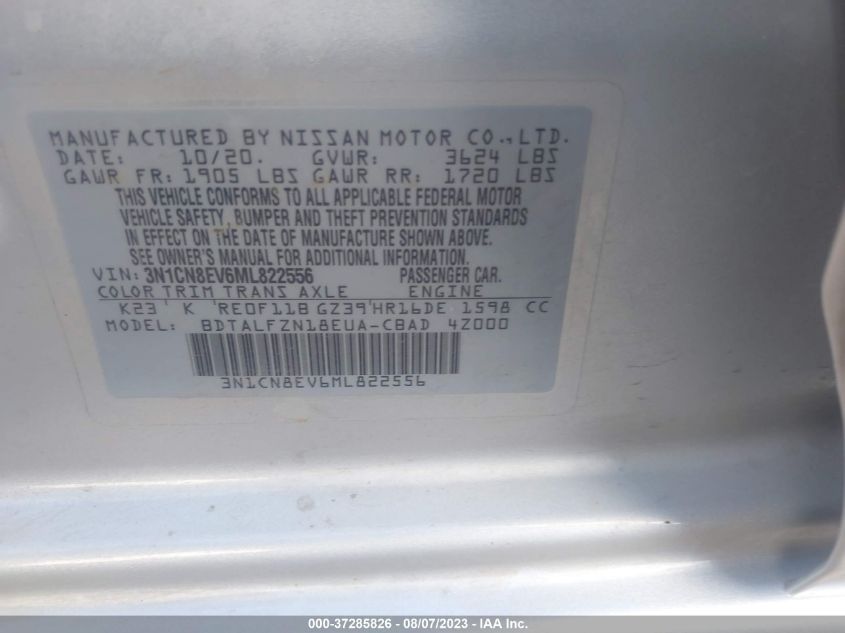 2021 NISSAN VERSA SV - 3N1CN8EV6ML822556