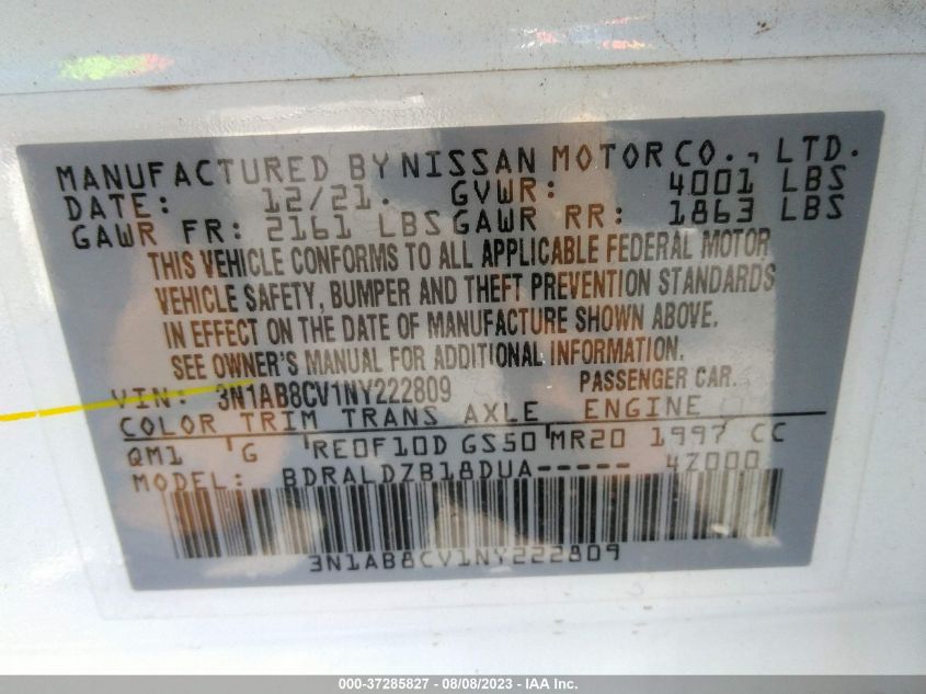 2022 NISSAN SENTRA SV - 3N1AB8CV1NY222809