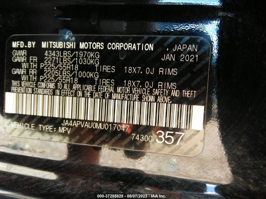 2021 MITSUBISHI OUTLANDER SPORT SE - JA4APVAU0MU017047