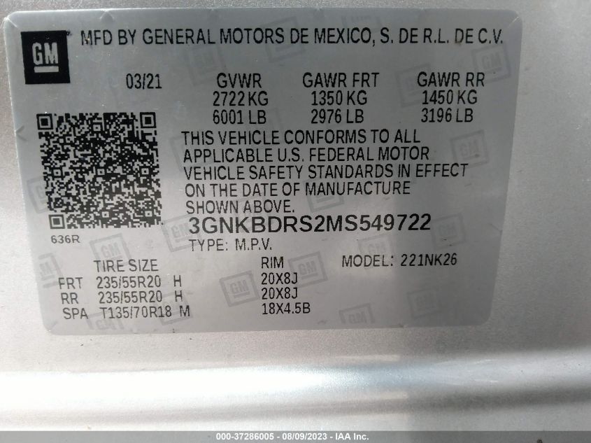 2021 CHEVROLET BLAZER LT - 3GNKBDRS2MS549722