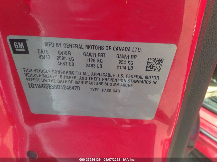 2013 CHEVROLET IMPALA LT - 2G1WG5E38D1246478