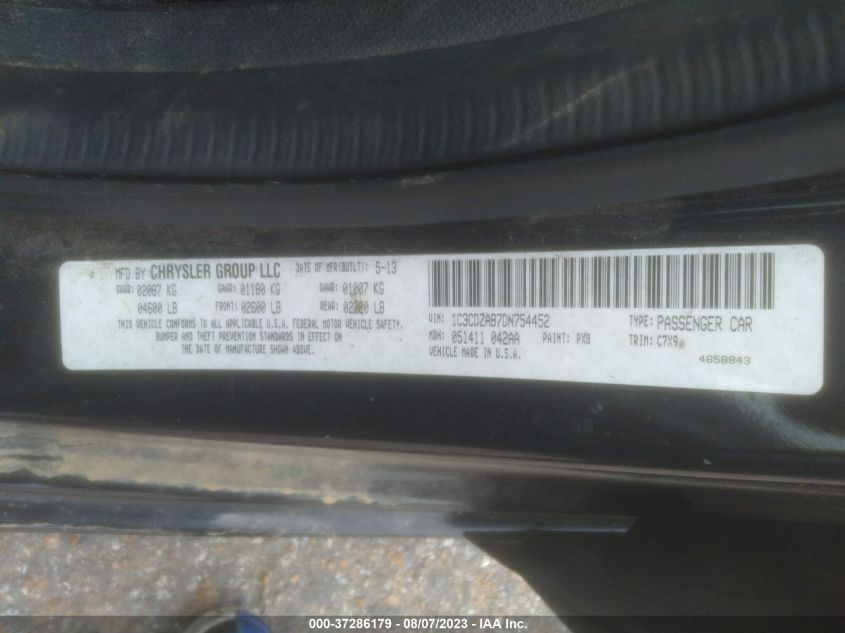 2013 DODGE AVENGER SE - 1C3CDZAB7DN754452