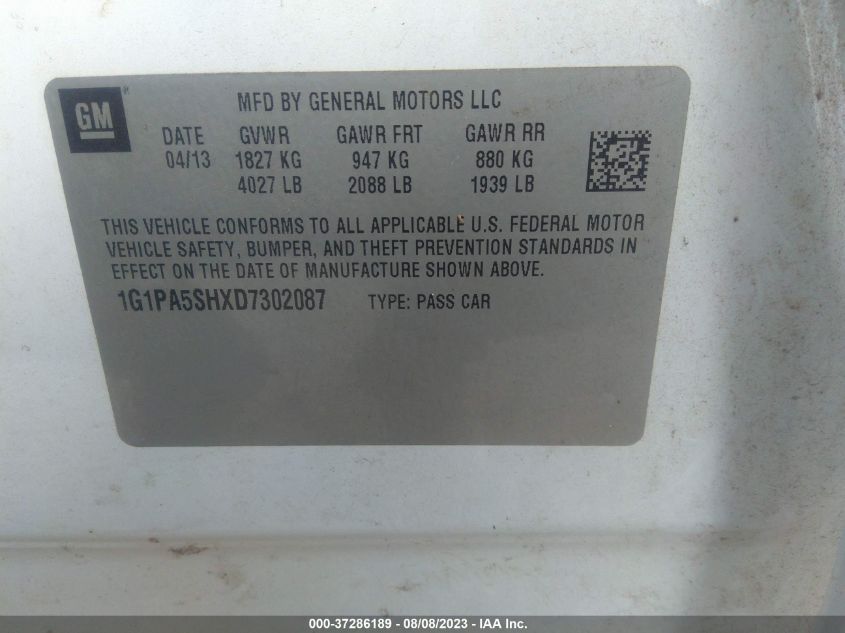 2013 CHEVROLET CRUZE LS - 1G1PA5SHXD7302087