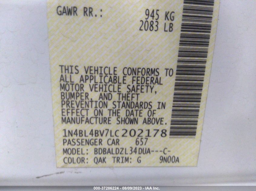2020 NISSAN ALTIMA 2.5 S - 1N4BL4BV7LC202178