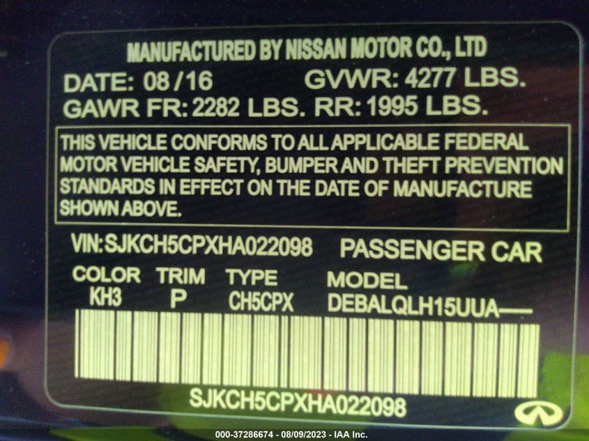 2017 INFINITI QX30 LUXURY SJKCH5CPXHA022098