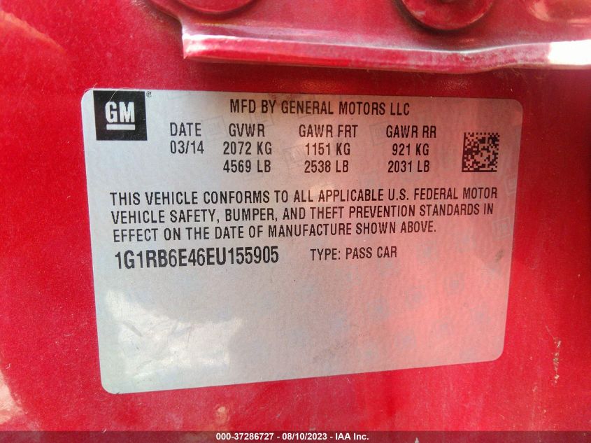 2014 CHEVROLET VOLT - 1G1RB6E46EU155905