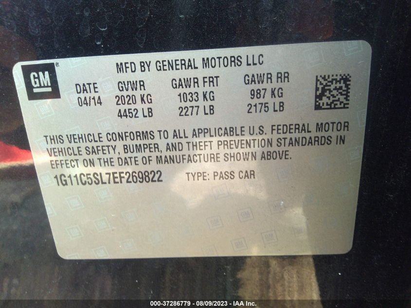 2014 CHEVROLET MALIBU LT - 1G11C5SL7EF269822