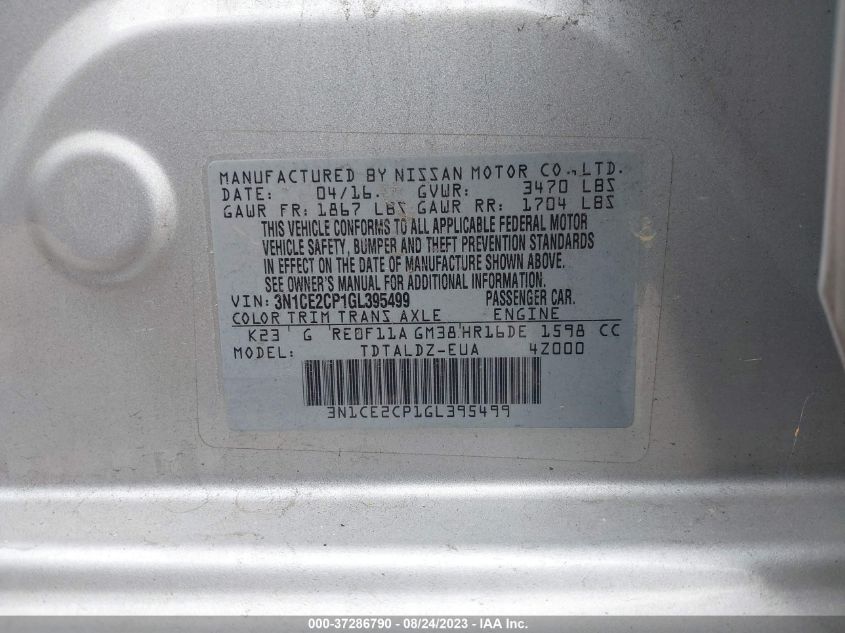 2016 NISSAN VERSA NOTE SV - 3N1CE2CP1GL395499