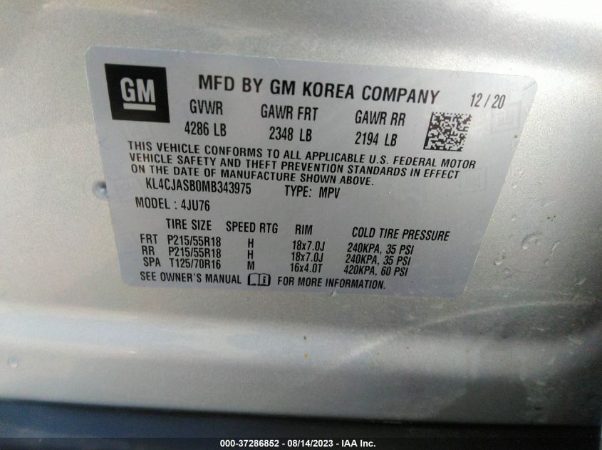 2021 BUICK ENCORE PREFERRED - KL4CJASB0MB343975