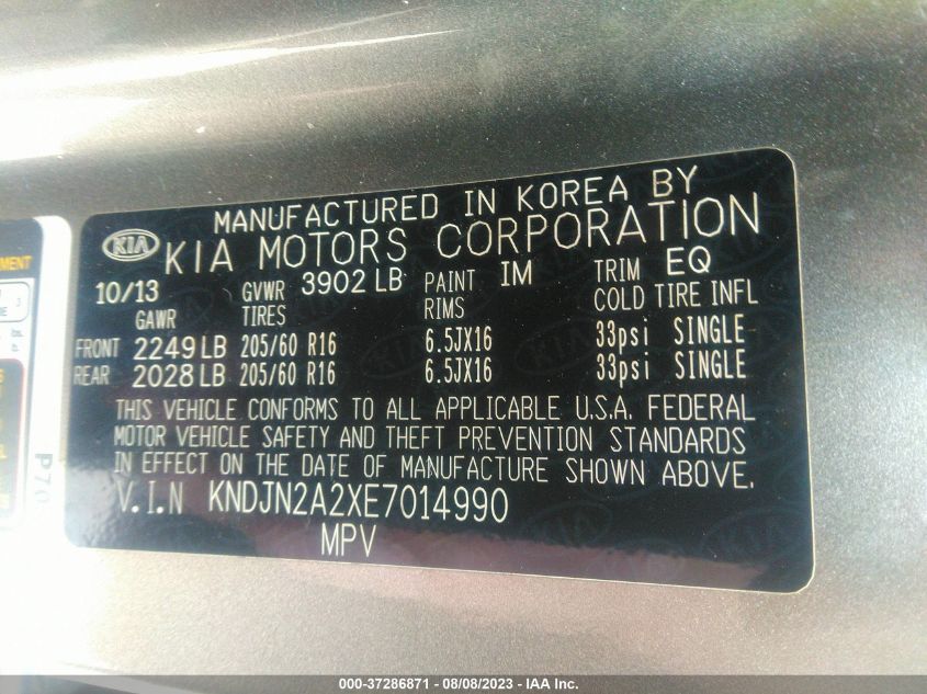 2014 KIA SOUL BASE - KNDJN2A2XE7014990