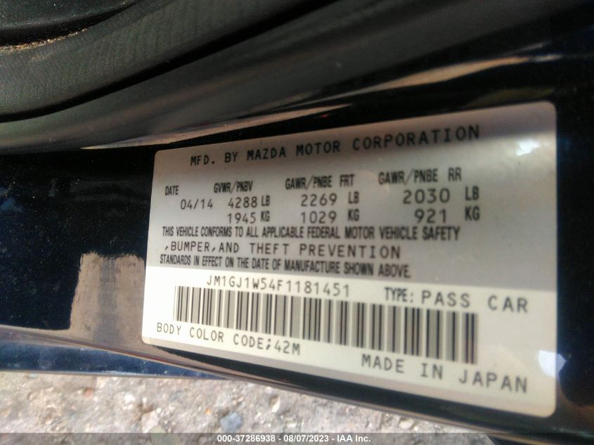 2015 MAZDA MAZDA6 I GRAND TOURING - JM1GJ1W54F1181451