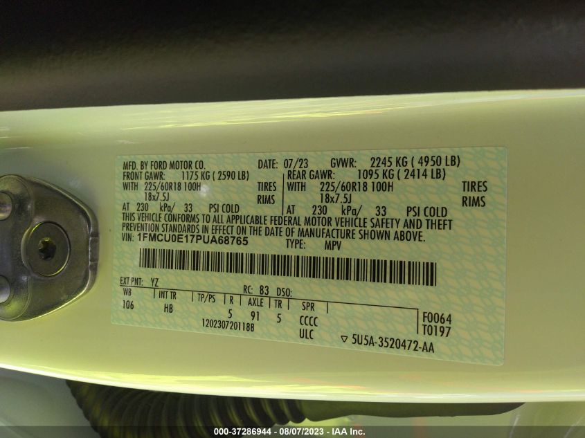2023 FORD ESCAPE PHEV - 1FMCU0E17PUA68765
