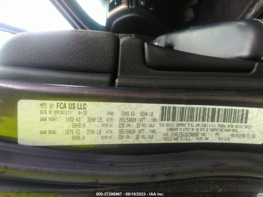 2016 JEEP GRAND CHEROKEE LIMITED - 1C4RJEBG2GC306850