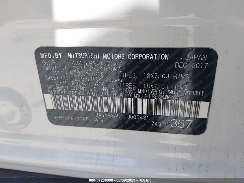 2018 MITSUBISHI OUTLANDER SPORT ES/SE - JA4AR3AU1JU000431