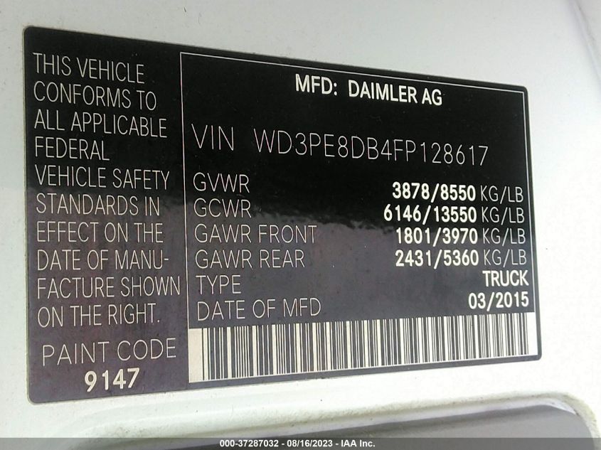 2015 MERCEDES-BENZ SPRINTER CARGO VANS WD3PE8DB4FP128617