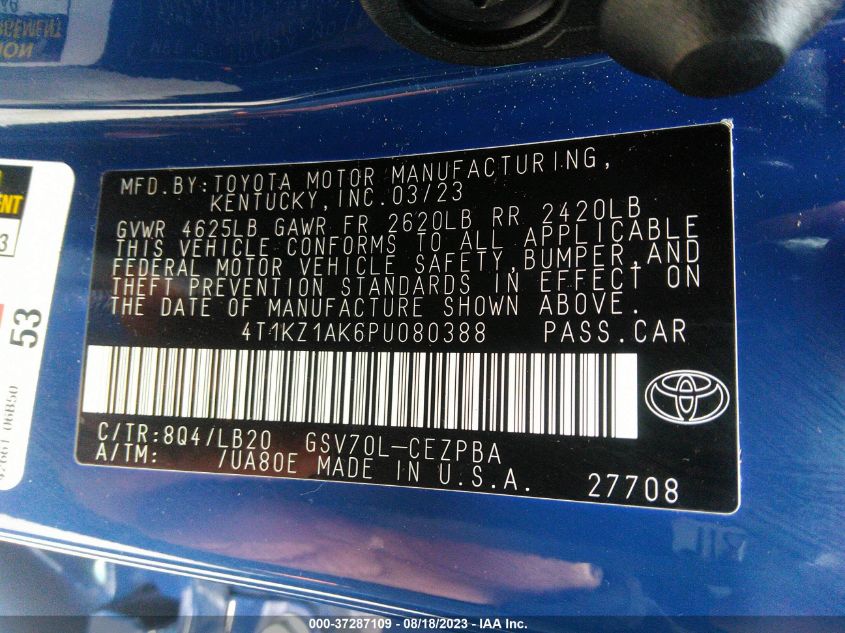 2023 TOYOTA CAMRY V6 - 4T1KZ1AK6PU080388