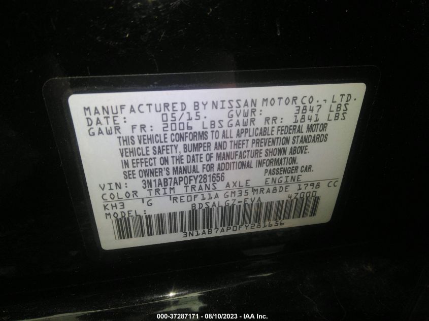 2015 NISSAN SENTRA SL - 3N1AB7AP0FY281656