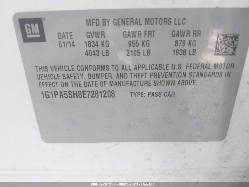 2014 CHEVROLET CRUZE LS - 1G1PA5SH8E7281208