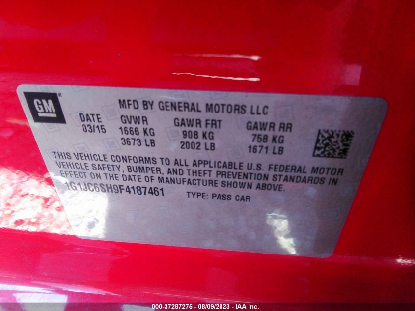 2015 CHEVROLET SONIC LT - 1G1JC6SH9F4187461