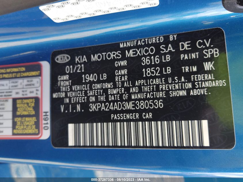 2021 KIA RIO S - 3KPA24AD3ME380536