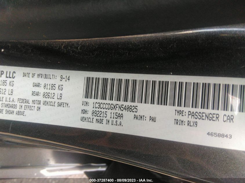 2015 CHRYSLER 200 S - 1C3CCCDGXFN540825