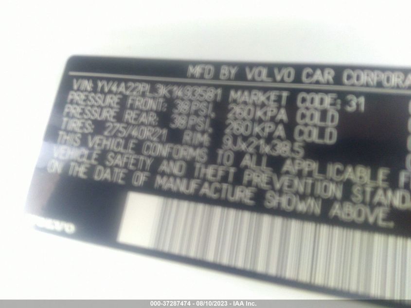 2019 VOLVO XC90 INSCRIPTION - YV4A22PL3K1493581