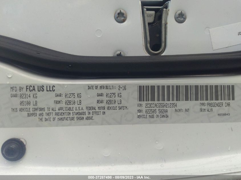2016 CHRYSLER 300 300C - 2C3CCAEG5GH212354