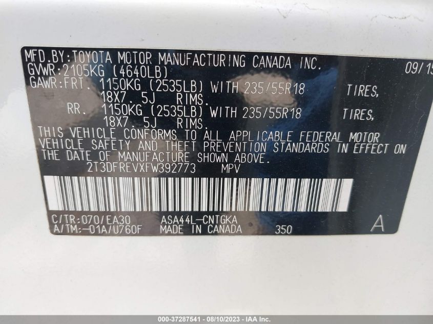 2015 TOYOTA RAV4 LIMITED - 2T3DFREVXFW392773