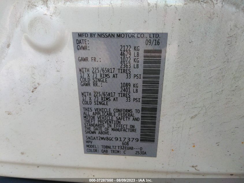 2016 NISSAN ROGUE SV - 5N1AT2MV8GC917379