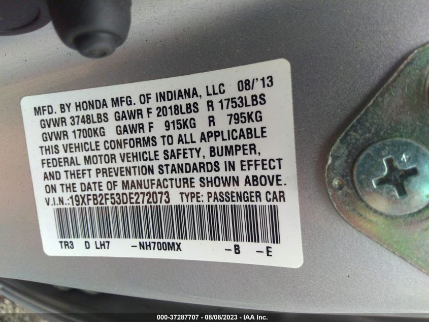 2013 HONDA CIVIC SDN LX - 19XFB2F53DE272073