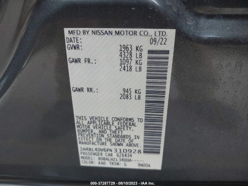 2023 NISSAN ALTIMA SV - 1N4BL4DV6PN310928