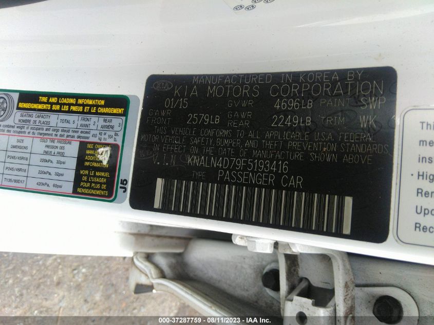 2015 KIA CADENZA PREMIUM - KNALN4D79F5193416