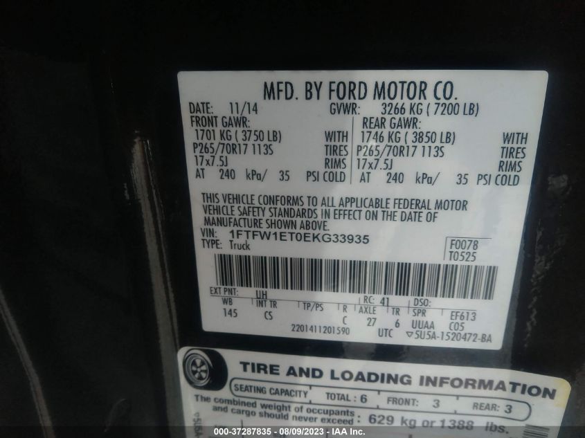 2014 FORD F-150 XL/XLT/FX4/LARIAT - 1FTFW1ET0EKG33935