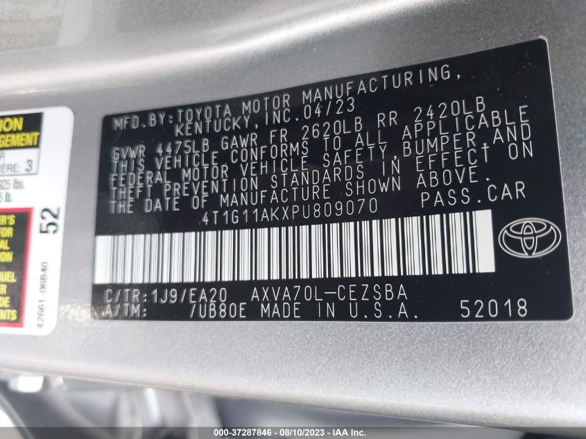 2023 TOYOTA CAMRY SE NIGHT SHADE/SE - 4T1G11AKXPU809070