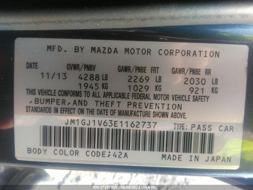 2014 MAZDA MAZDA6 I TOURING - JM1GJ1V63E1162737
