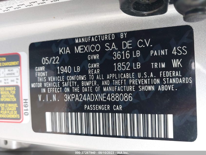 2022 KIA RIO LX - 3KPA24ADXNE488086