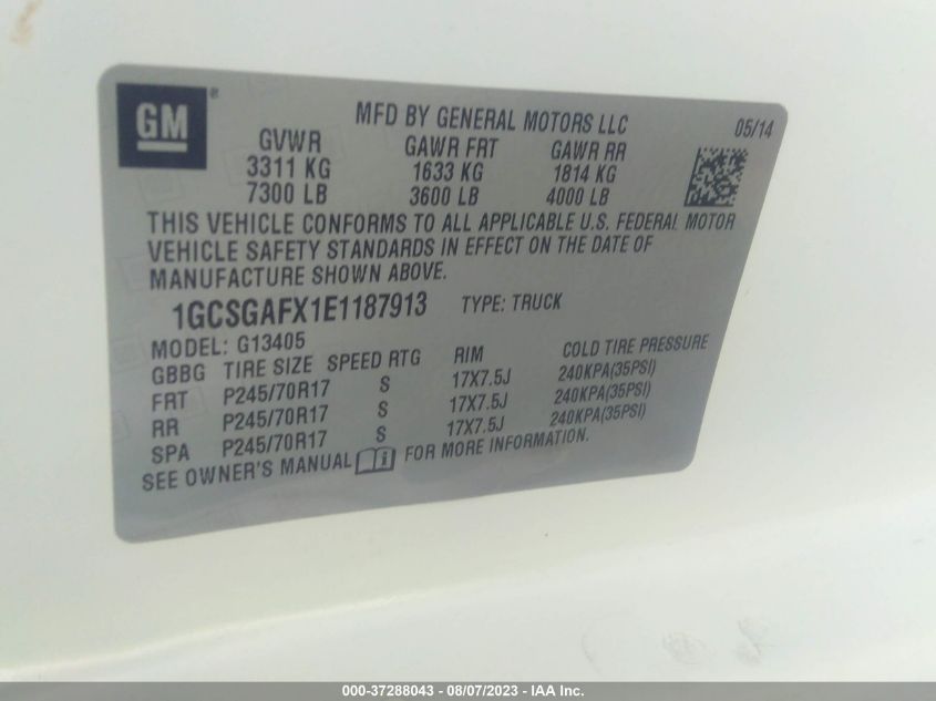 2014 CHEVROLET EXPRESS CARGO VAN - 1GCSGAFX1E1187913