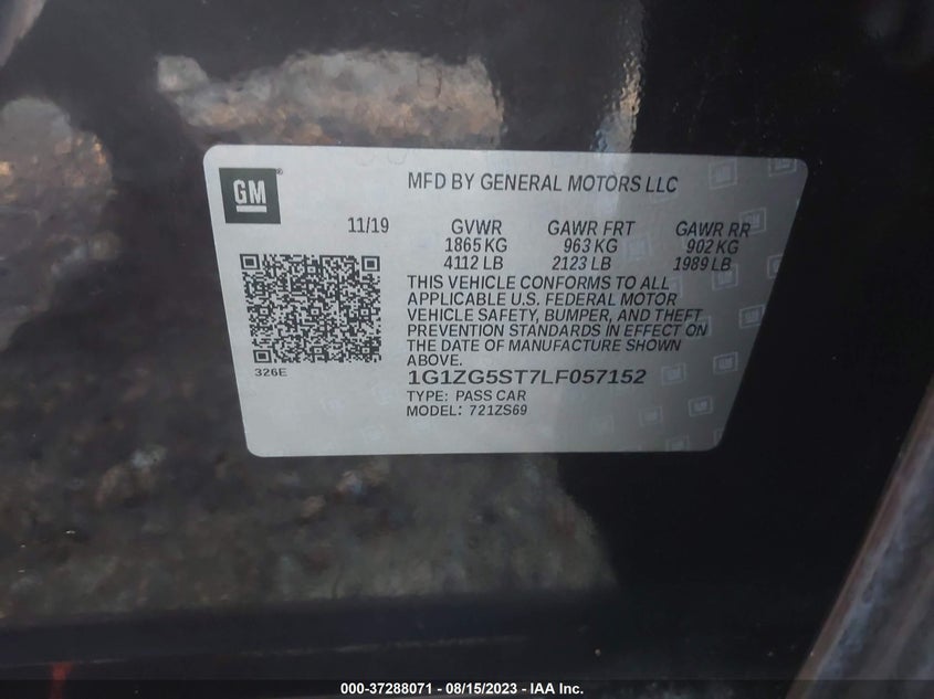 VIN 1G1ZG5ST7LF057152 2020 CHEVROLET MALIBU RS