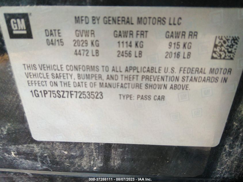 2015 CHEVROLET CRUZE DIESEL - 1G1P75SZ7F7253523