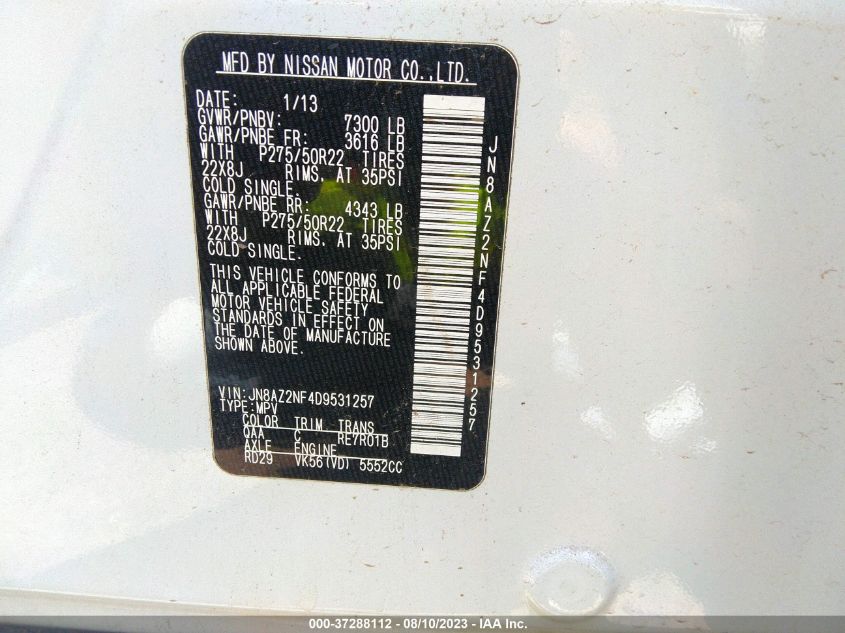 2013 INFINITI QX56 JN8AZ2NF4D9531257