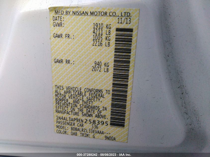 2014 NISSAN ALTIMA 2.5 - 1N4AL3AP9EN258395