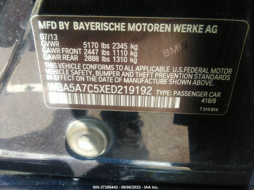 2014 BMW 5 SERIES 528I XDRIVE - WBA5A7C5XED219192